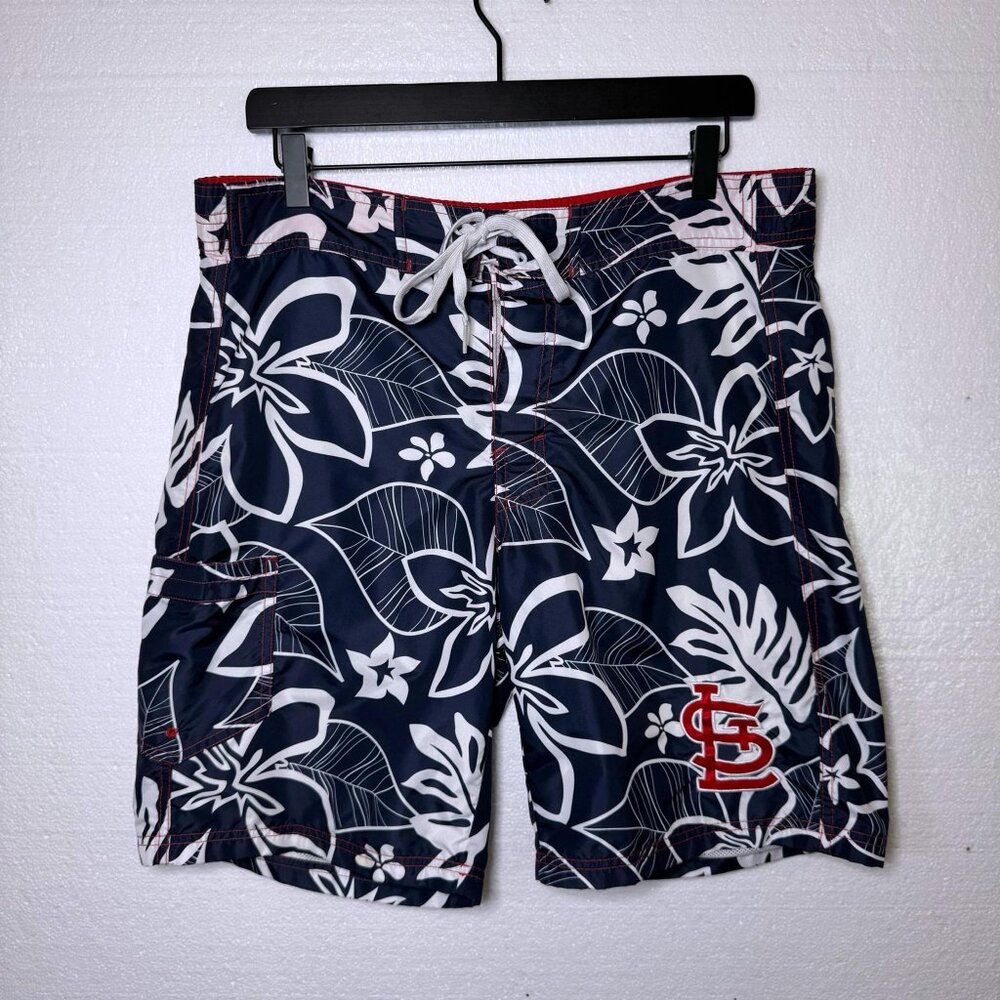 St. Louis Cardinals MLB Mens Small Blue Floral Baseball Swim Trunks Mesh Lined